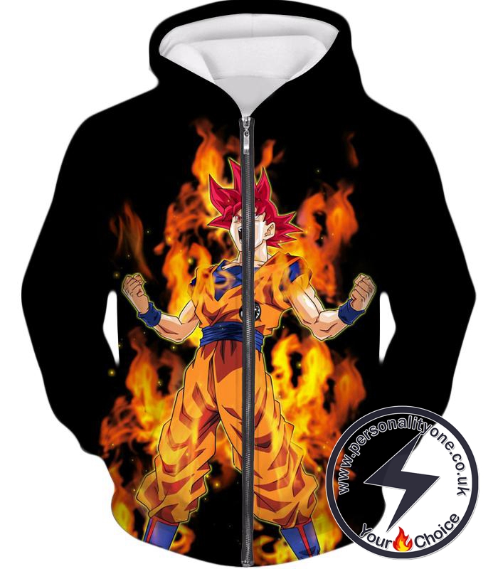 Dragon Ball Z Zip Up Hoodie - Super Saiyan God Red Goku